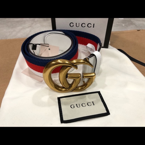 red white and blue gucci belt